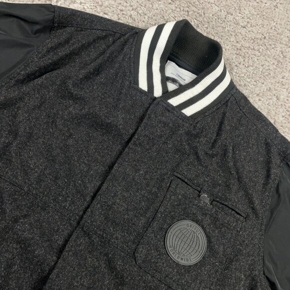 Orisue Varsity Jacket Men's Size XL Black Wool Blend Button Up Pockets - Picture 1 of 14